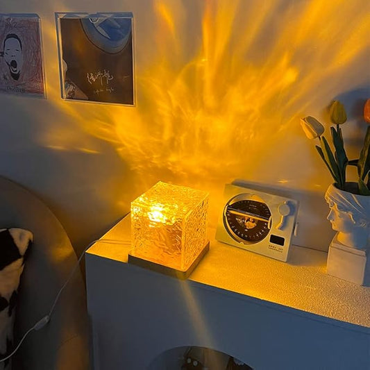 Aurora Wave Crystal Light Cube – Decorative Night Lamp