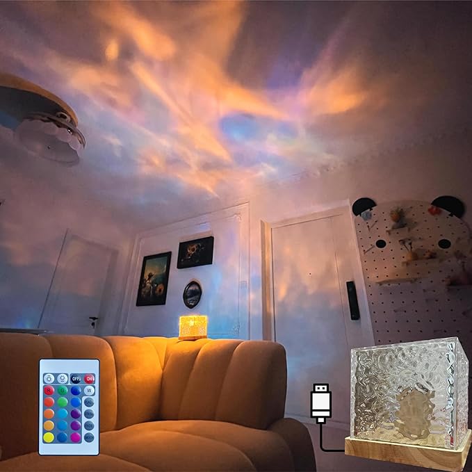Aurora Wave Crystal Light Cube – Decorative Night Lamp