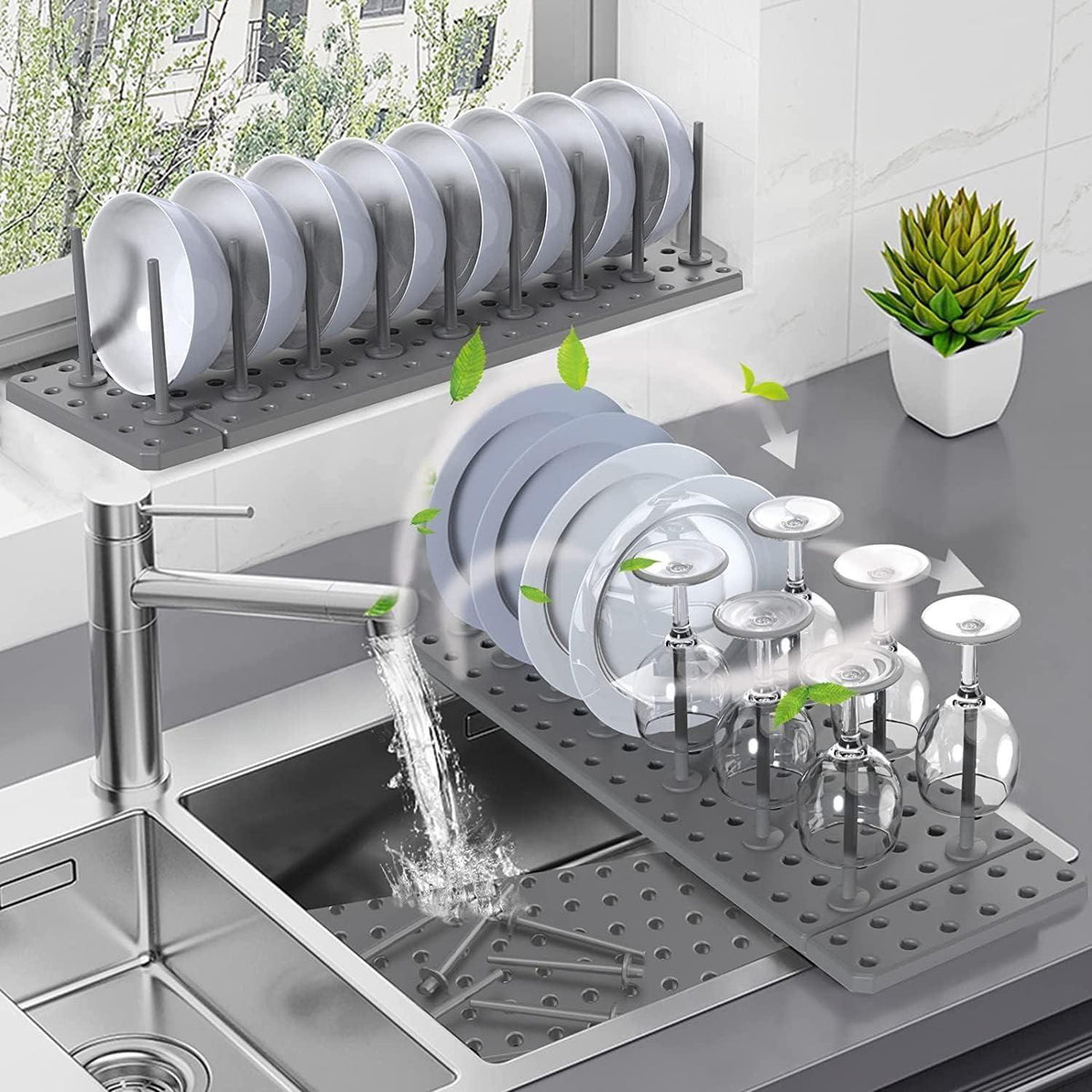 Compact Dish Drying Rack & Kitchen Organizer