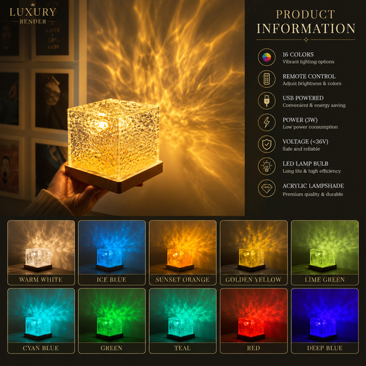 Aurora Wave Crystal Light Cube – Decorative Night Lamp